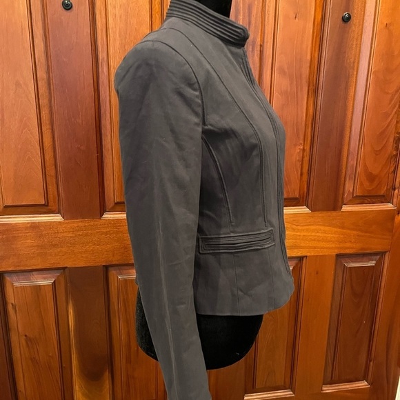 Theory Jacket Womens M Cropped Carly SC Military Mock Neck Hook & Eye Navy - Picture 2 of 12